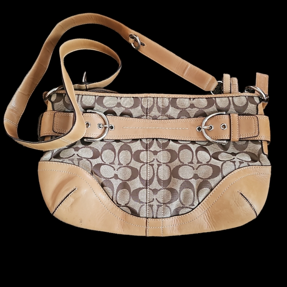 Authentic Coach Signature Brown and Tan Shoulder Bag